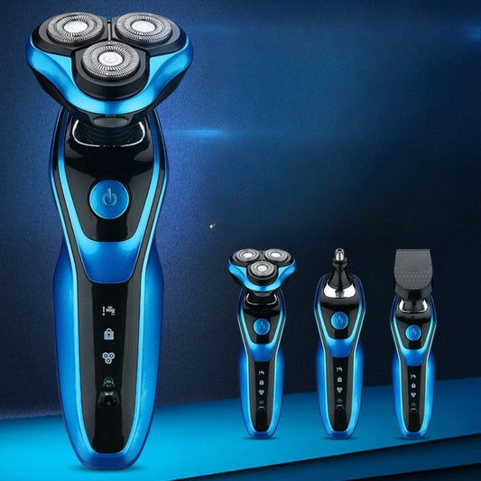 Floating Blade Shaver for Men 3-in-1 USB Rechargeable Electric Razor Nose Hair Trimmer Sideburn Trimmer Digital Display Portable Grooming Kit Gift Black Blue