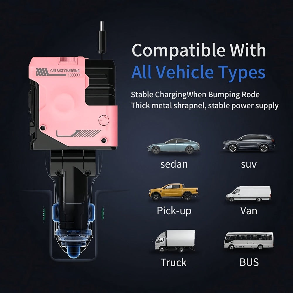 120W Fast Car Charger 4-in-1 with Retractable PD 3.0 Type-C Cable & Multi-Port USB Adapter – Short Circuit & Overheat Protection for iPhone Samsung Galaxy S25 Ultra Huawei Android, 4 Colors Available