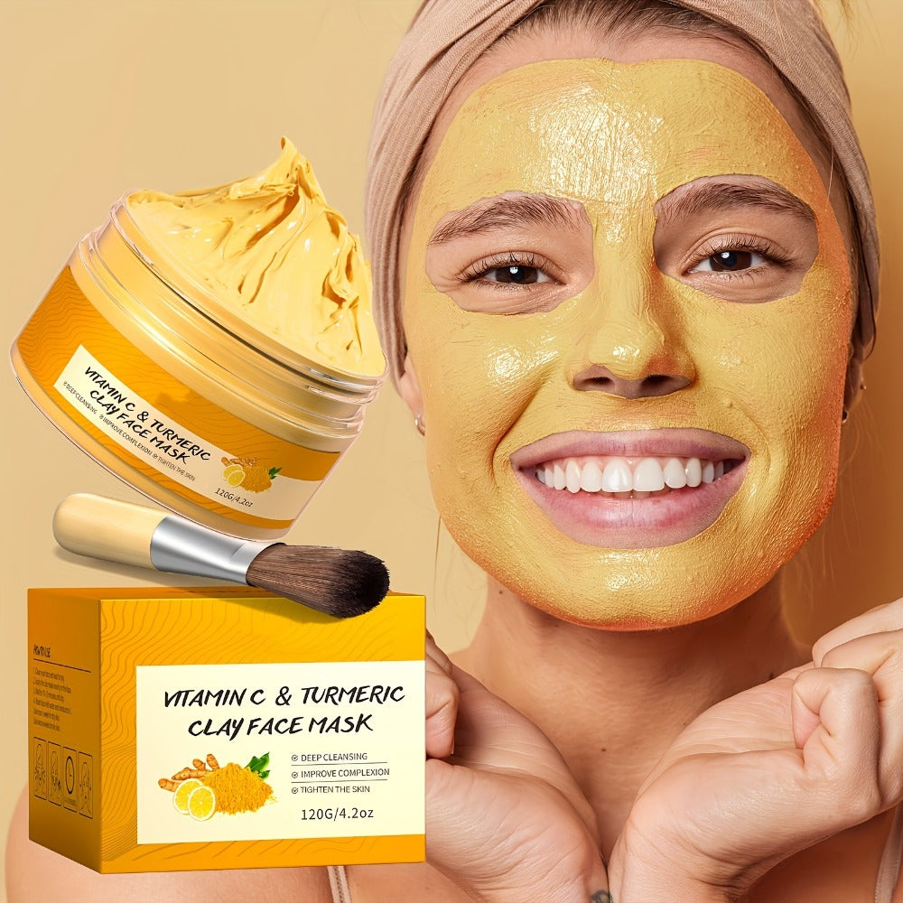 Turmeric Vitamin C Mud Mask 100ml - Deep Cleansing Pore Minimizer Brightening Firming Moisturizing Face Mask, Dark Spot Remover Radiant Skin Weekly Skincare for Women