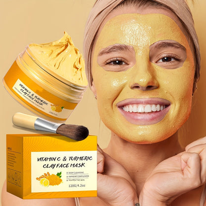 Turmeric Vitamin C Mud Mask 100ml - Deep Cleansing Pore Minimizer Brightening Firming Moisturizing Face Mask, Dark Spot Remover Radiant Skin Weekly Skincare for Women