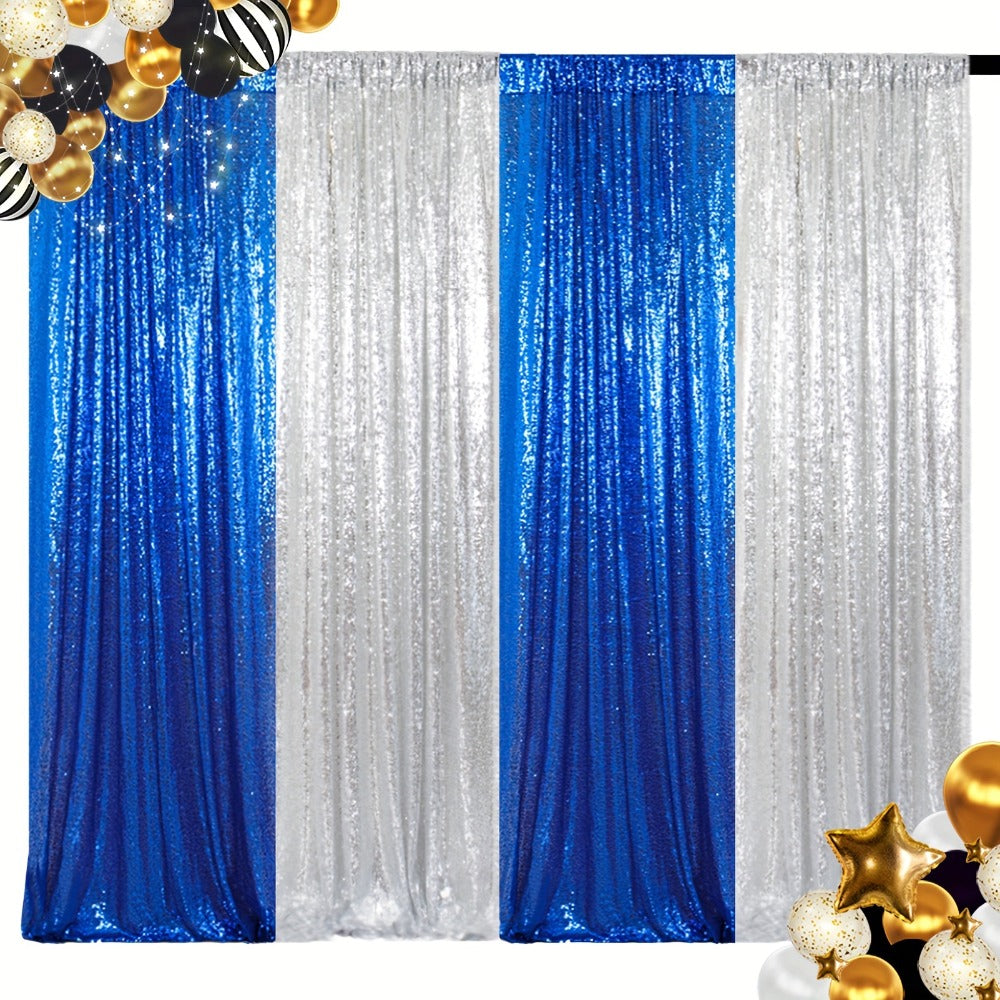 Sequin Backdrop Curtain 4 Panels 2FTx8FT – Shimmer Glitter Background for Wedding Party Photo Booth Decoration