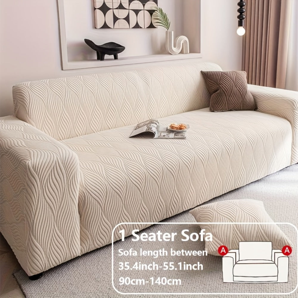 Sofa Cover Polar Fleece Modern Jacquard Elastic Slipcover with Anti-Slip Fit for 1 to 4-Seater Sofas