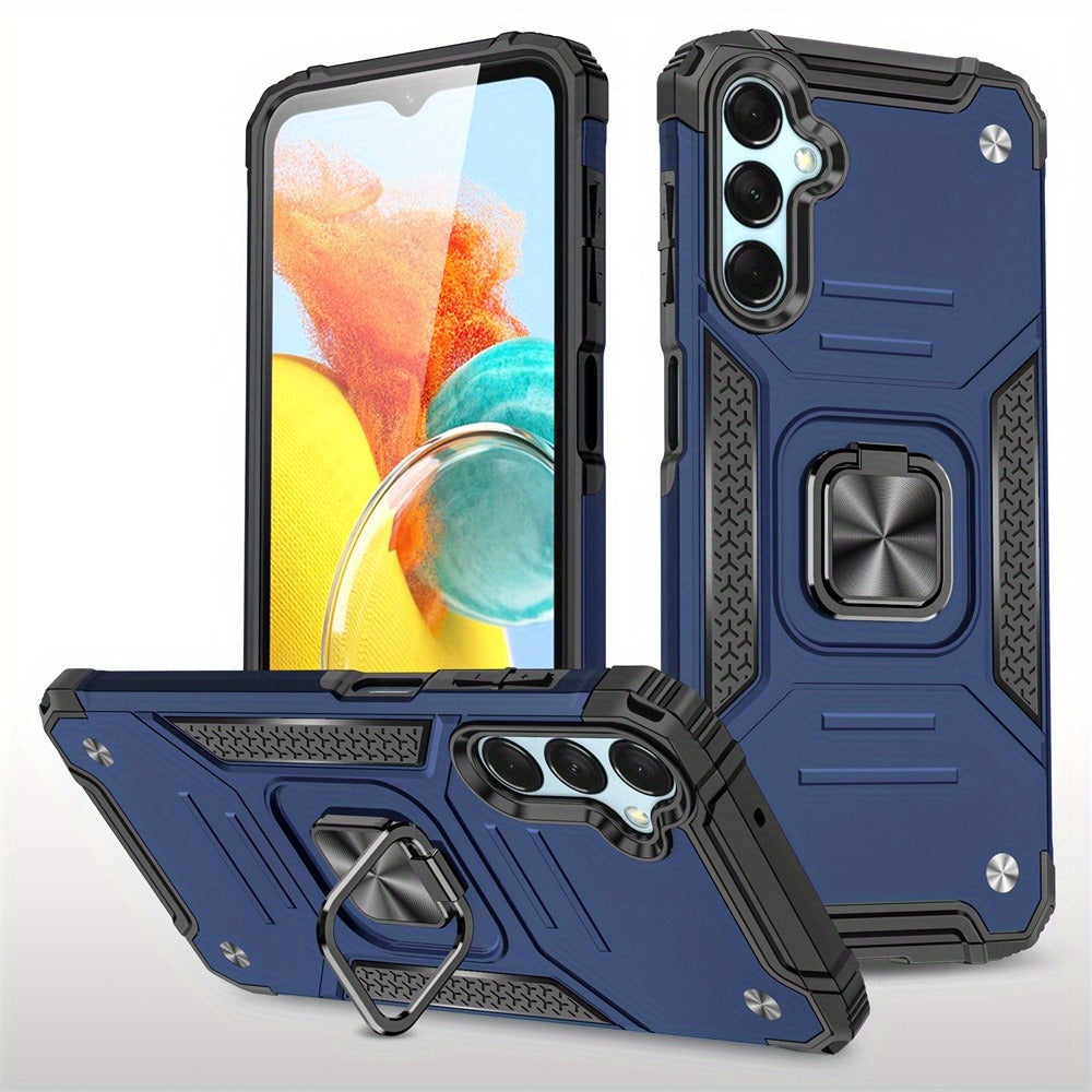 Phone Case Dual-Layer PC and TPU Ring Kickstand Cover with Magnetic Car Mount Plate for Samsung Galaxy A15 5G
