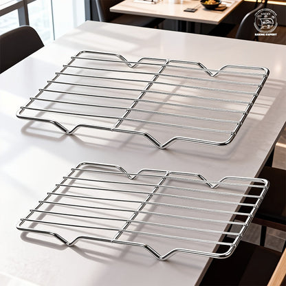 Two-Piece Carbon Steel Cooling Rack Set in Two Sizes for Cookies, Cakes, Roasting and Grilling