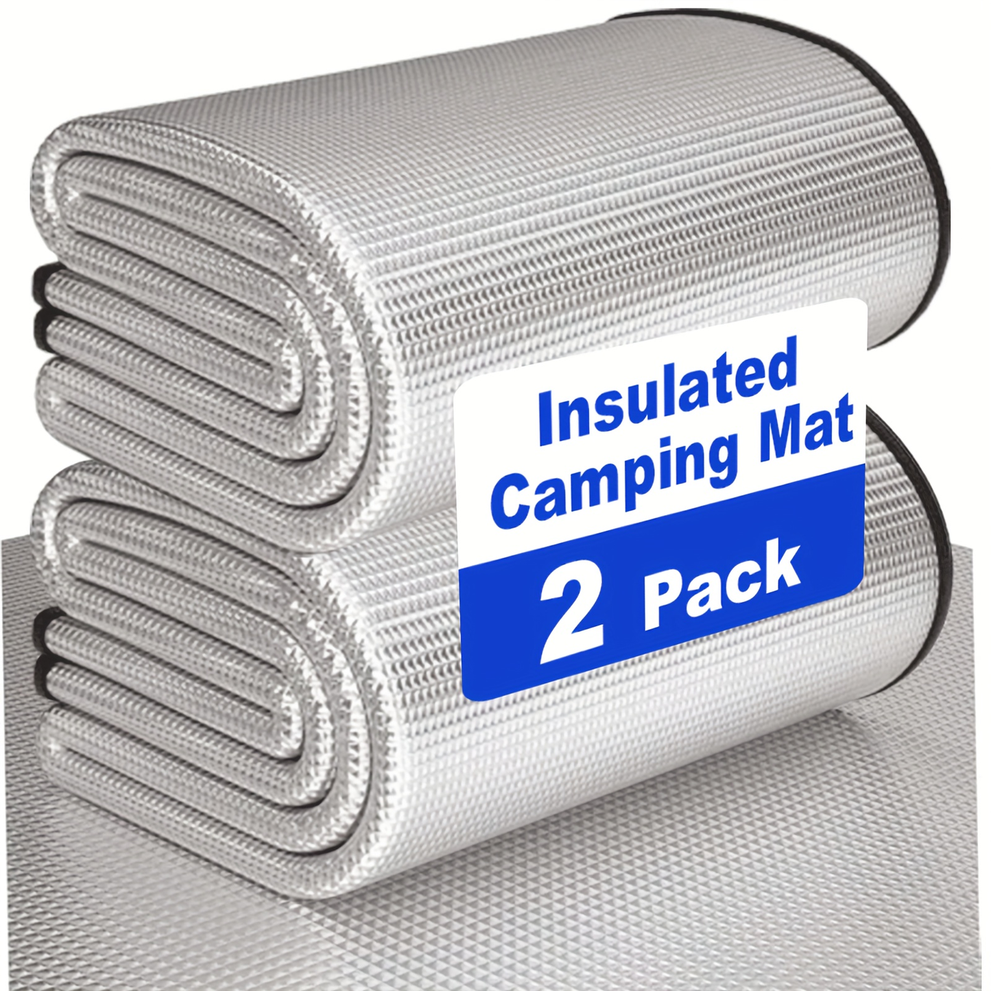 Two-Piece Foldable Camping Mat Set with Silver-Tone Surface and Displayed 78.74 x 39.37-Inch Size