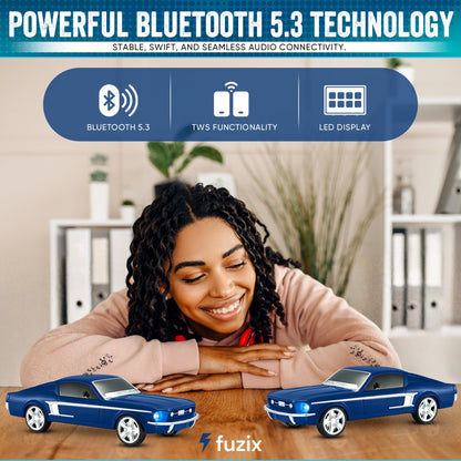 Fuzix WS-1967 Classic Car Bluetooth Speaker with LED Lights | Retro Replica Wireless Stereo, FM Radio, USB/TF/AUX, Built-in Mic, Rechargeable – Novelty Gift for Car Enthusiasts, Home, Travel & Parties
