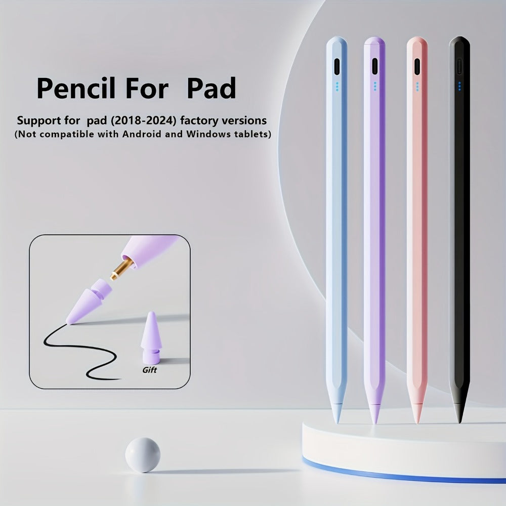 Rechargeable Stylus Pen for Listed 2018–2024 iPad Models with Magnetic Storage, Tilt Response and Four Color Bundles