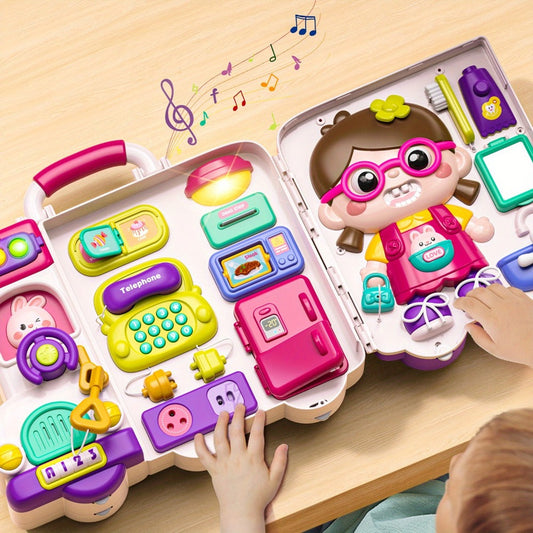 Musical Busy Board Bus Toy for Toddlers 18 Months – Pink Baby Activity Board, Early Educational Motor Skills Developmental Toy for 1 2 Year Old Boys & Girls, Birthday Gift for Baby
