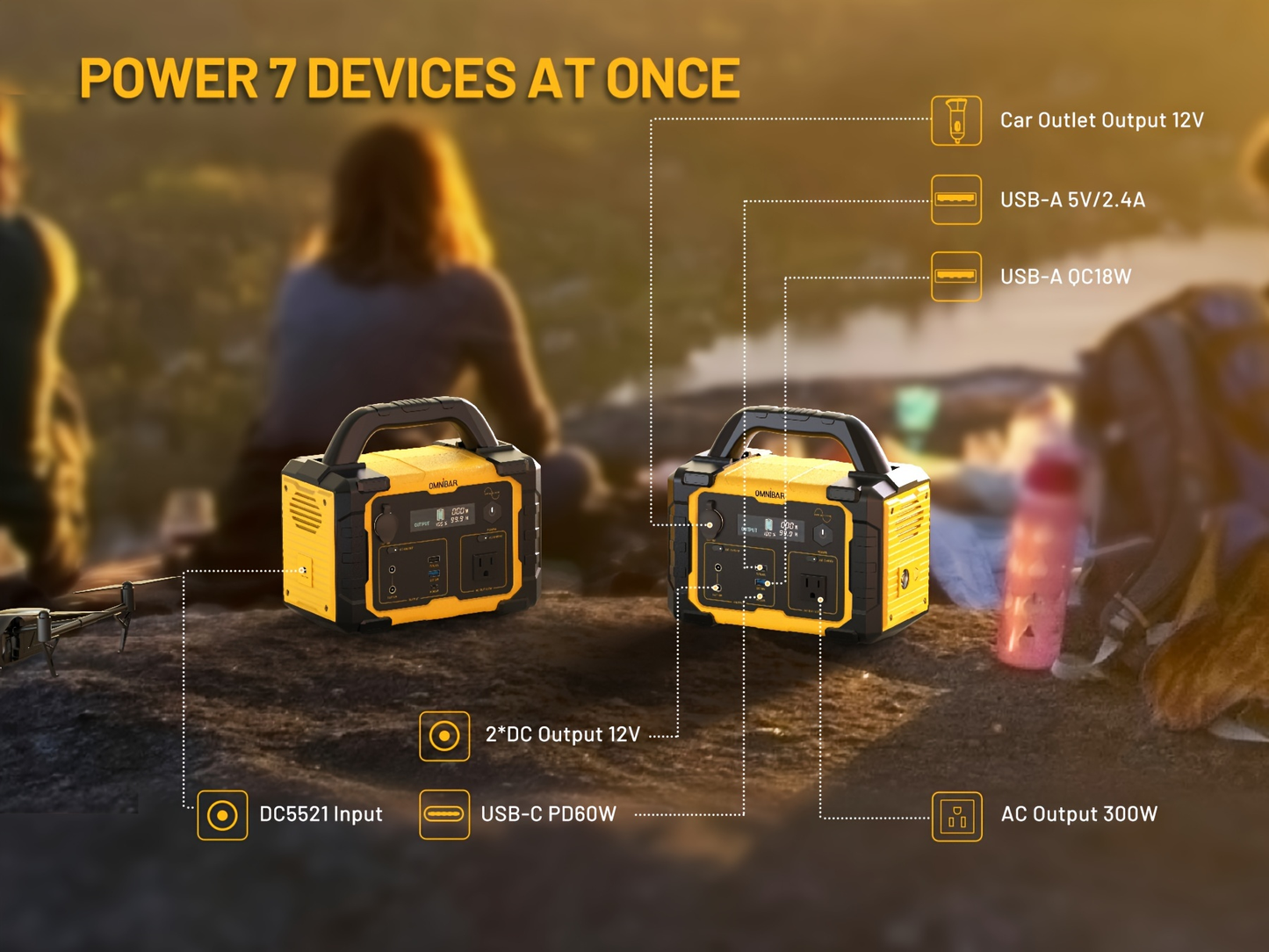 Camping Power Station 294Wh 300W (Peak 600W) – 120V AC Outlets, DC Ports, LED Flashlight, Lithium Battery Backup for Home, Travel, Outdoor & Blackout Emergencies