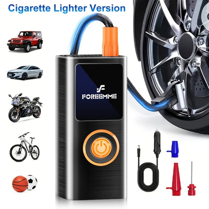 Cordless Tire Inflator Portable USB Rechargeable – Digital Gauge & LED Light, Fast Air Compressor with Auto Shutoff for Car, Bike, Motorcycle & Sports Equipment, Emergency Flat Tire Pump