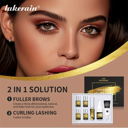 Lash Lift Kit & Brow Lamination Tint Set — 2-in-1 Eyelash Perm & Eyebrow Lamination with Black Brown Tint Dye, 4-6 Week Long-Lasting Results, DIY Home or Salon Use, Complete Beauty Kit for Women