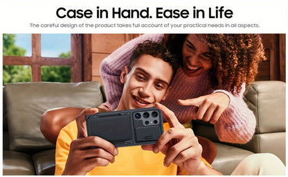 Phone Case Wallet with 4–5 Card Holder, Multi-Angle Stand and Sliding Lens Cover for Galaxy S24 Ultra