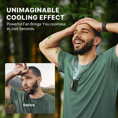 Portable Fan by Coogir, 5000mAh Four-Speed Waist Clip and Neck Model with LED Battery Display
