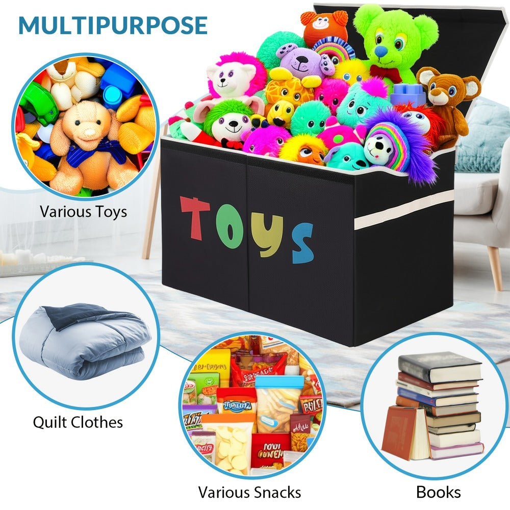 Extra Large Collapsible Kids Storage Chest with Lid – 31.7 Gal Toy Box Organizer Bins for Boys Girls Bedroom Nursery Living Room