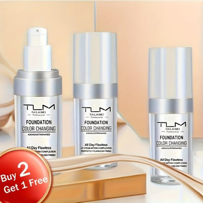 TLM Color Shifting Foundation BB Cream 3 Pack - Temperature Adaptive Skin Tone Matching Base Makeup Buildable Coverage Lightweight Flawless Finish All Skin Types Women Gift Set