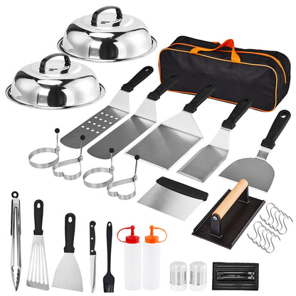 Camping Cookware Set, 19- or 27-Piece Coated Aluminum Mess Kit with Pot, Pan, Kettle, Cups, Plates and Cutlery