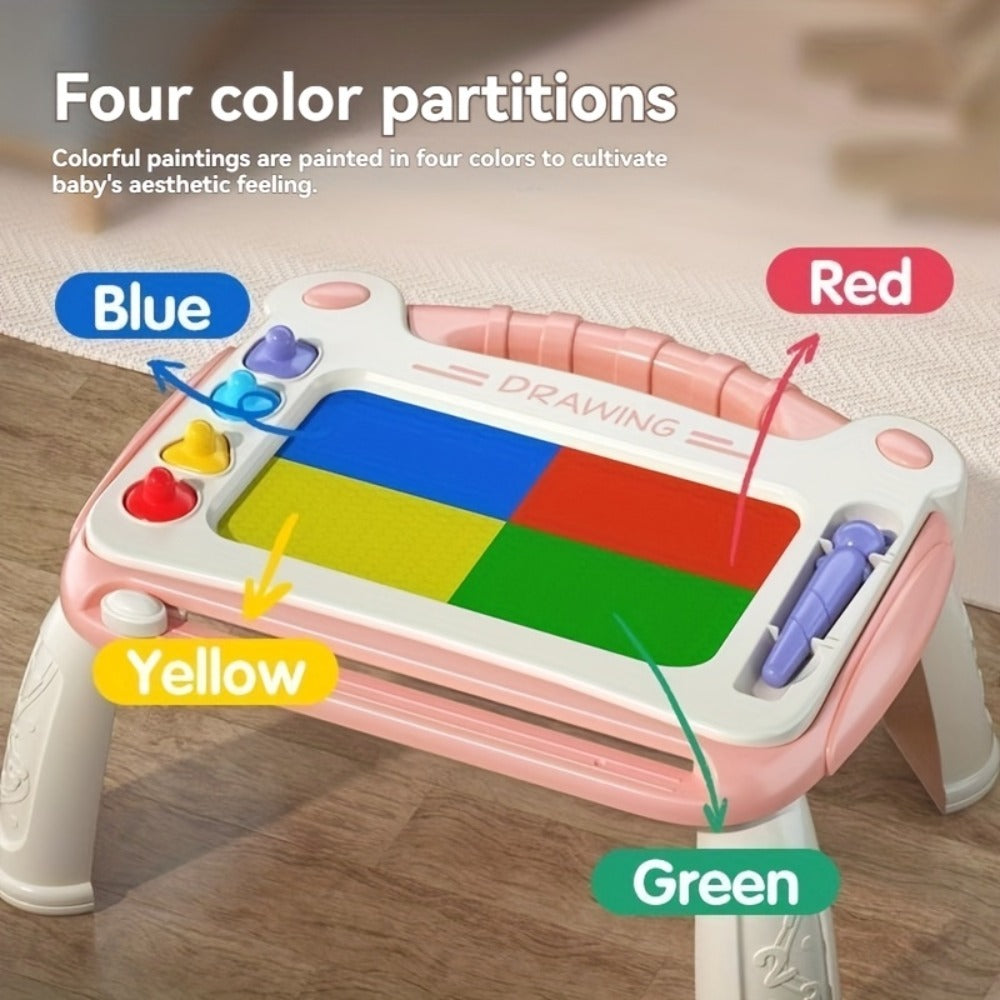 Kids Drawing Board with 4 Stamps 4 Holders and 1 Pen Educational Doodle Board Toy for Boys Girls Toddlers Learning Art Table Desk Birthday Gift