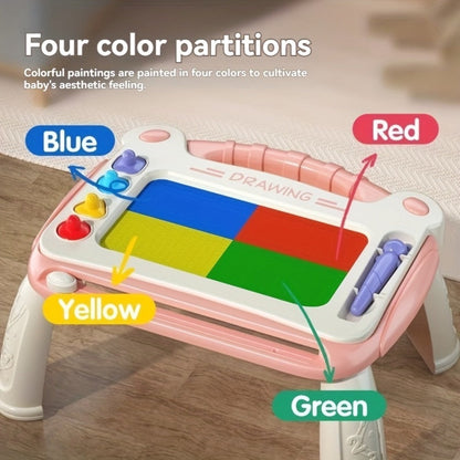 Kids Drawing Board with 4 Stamps 4 Holders and 1 Pen Educational Doodle Board Toy for Boys Girls Toddlers Learning Art Table Desk Birthday Gift