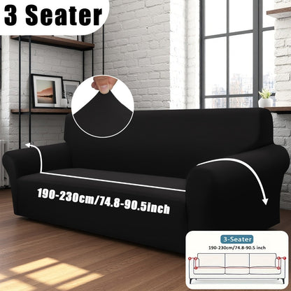 Stretch Sofa Cover Elastic Band | Milk Fiber Fabric Slipcover, Machine Washable Polyester Spandex, 1 to 4 Seater Armchair Couch Cover, Red Gray Blue Black Coffee, Home Decor