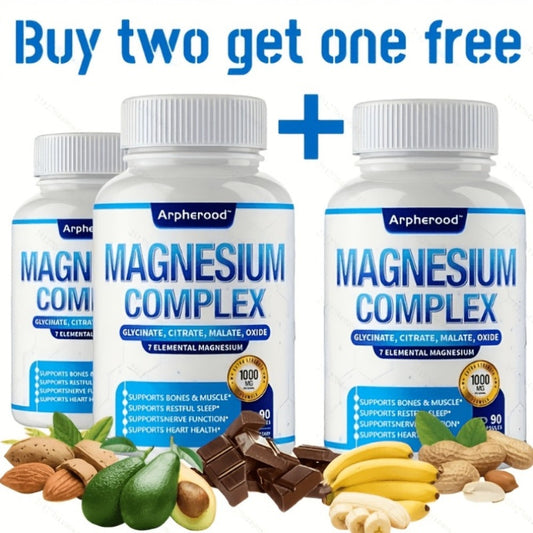 Dietary Supplement Magnesium 7-in-1 Complex with Glycinate, Malate and Taurate, 1000mg per Serving