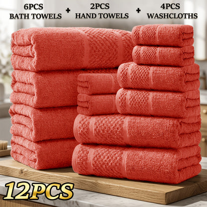 Towel Set 12, 16 or 18 Piece 450GSM Cotton-Blend Bath, Hand and Face Towels in Multiple Colors