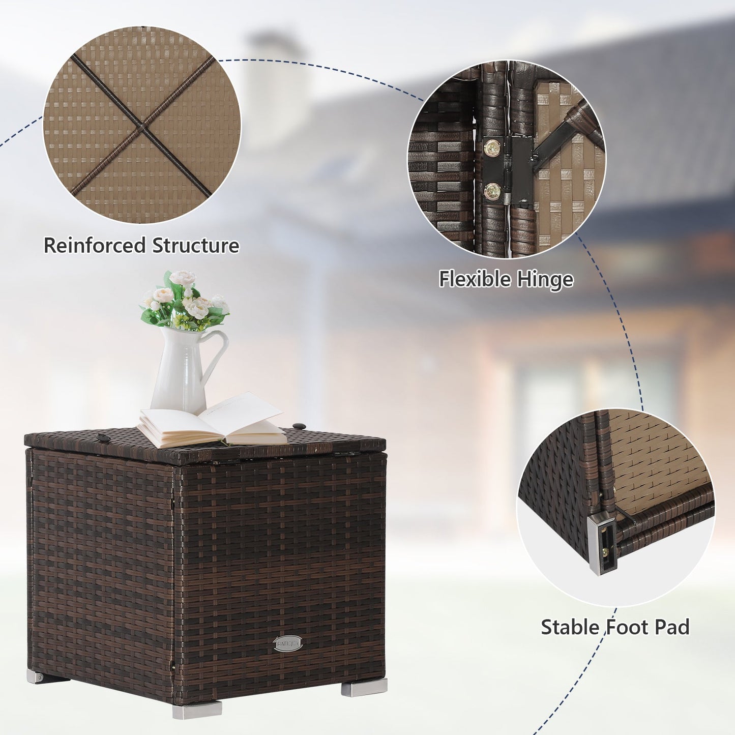 Two-Piece Outdoor Wicker Ottoman Set with Hidden Storage, Detachable Cushions and Six Color Options