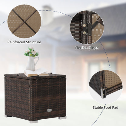 Two-Piece Outdoor Wicker Ottoman Set with Hidden Storage, Detachable Cushions and Six Color Options