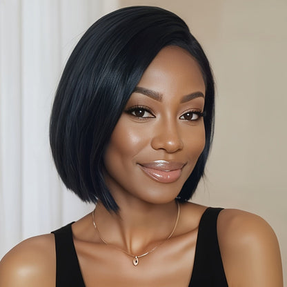 Synthetic Wig 6-Inch Short Straight Style with Rose Net Cap in Six Brown-Black Color Codes