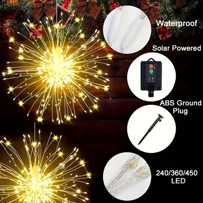 Solar Starburst Lantern Fairy Lights Outdoor 5 Pack 450 LED - Remote & Timer, 8 Modes, Adjustable Brightness
