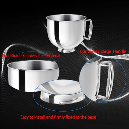 KitchenAid Compatible Stainless Steel Mixer Bowl 5 Quart, 304 Stainless Steel Stand Mixer Bowl with Ergonomic Handle & Spill-Resistant Lid, Oven Safe Replacement Bowl for KitchenAid 4.5-5 QT Tilt-Head