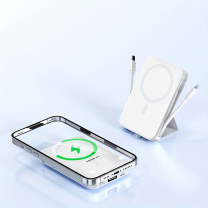 Power Bank 10000mAh Magnetic 15W Wireless and 22.5W Wired with Built-In Cables, Stand and Display