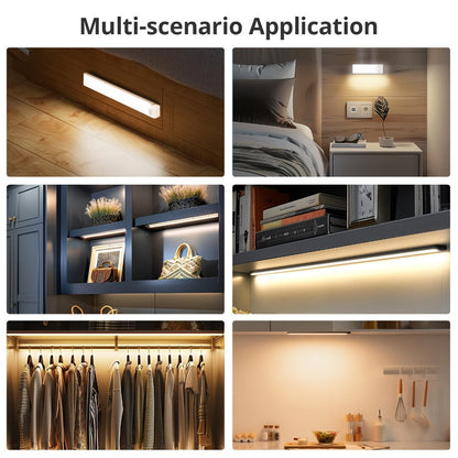Motion Sensor Cabinet Light 3-Pack – 3-Color Temperature Dimmable Under Counter Closet Light, Wireless Magnetic USB Rechargeable for Kitchen, Wardrobe, Stairs, Hallway & Vanity (11cm / 20cm / 40cm)