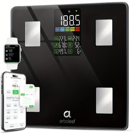 Smart Body Scale 14-in-1 – Body Fat Scale with BMI, Muscle Mass & 14 Health Metrics, Wireless Bluetooth App Sync, Auto Recognition, 500 lb Capacity, HD LED Display for Home & Gym Use