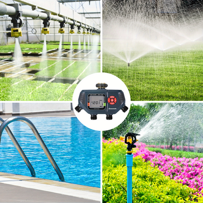 4-Zone Sprinkler Timer with Auto/Manual/Rain Delay Modes – Programmable Garden Irrigation Controller, 3.4" LCD Display