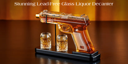 Pistol Whiskey Decanter Set with 2 Shot Glasses, Cool Liquor Dispenser Gift for Him, Husband, Dad