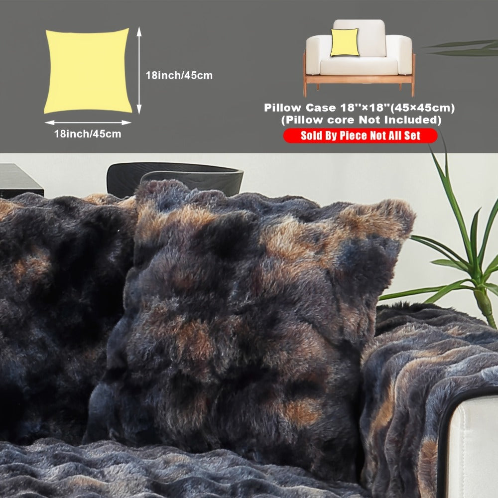 Sofa Cover, Faux-Lamb Plush Gradient Couch Pad in Five Colors with Armchair, Backrest and Seat Sizes