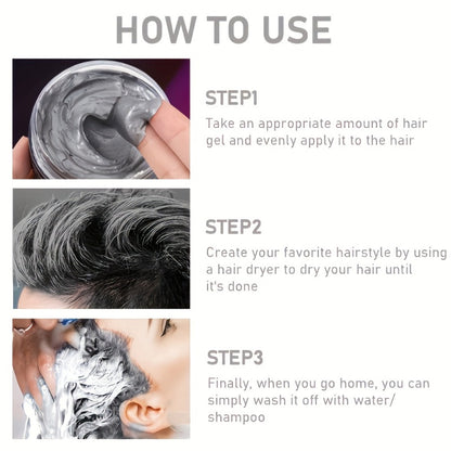 120 g Gray Temporary Hair Color Wax with Styling Hold and Fruity Oceanic Scent for Daily Use