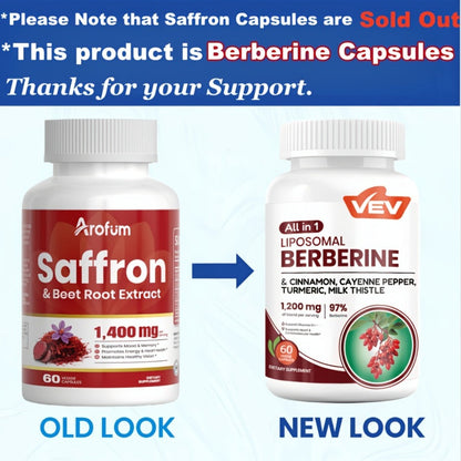 Berberine Supplement with Ceylon Cinnamon, Beet Root & Turmeric — Blood Sugar Support, Metabolic Health, Mood & Focus Formula | Daily Wellness Capsules for Men & Women | 30-Day Supply | 1 or 2 Bottle