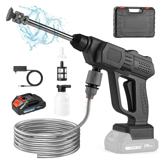 Portable High-Pressure Car Wash Machine – 500PSI Cordless Pressure Washer with 6-in-1 Nozzle & 5M Hose