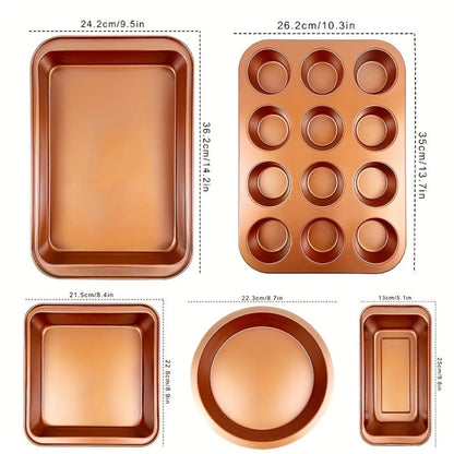 Copper or Black Bakeware Set in 5-, 6- or 10-Piece Options with Cake, Muffin and Loaf Pans