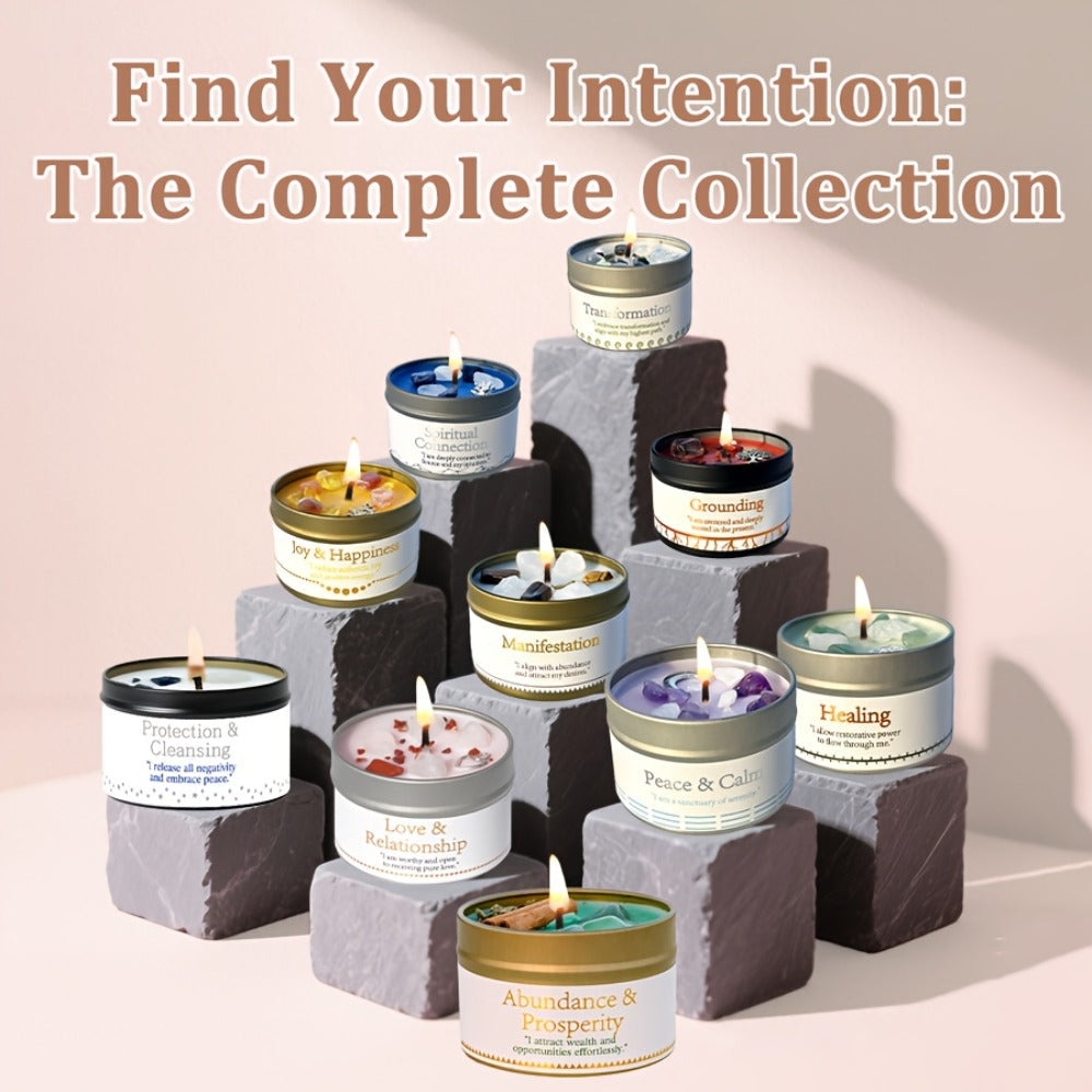 3oz Decorative Tin Candle or Two-Piece Crystal and Guidance Card Set with Multiple Label Pairings