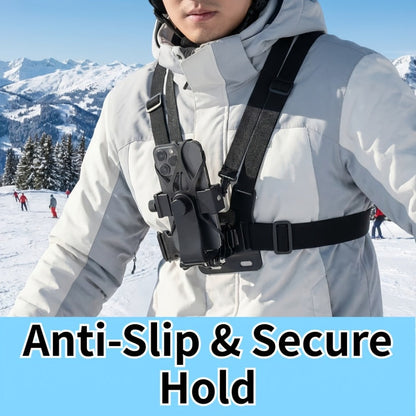 Adjustable Chest Camera Mount Harness with Six Black Checkout Styles and One-Size Strap Configuration