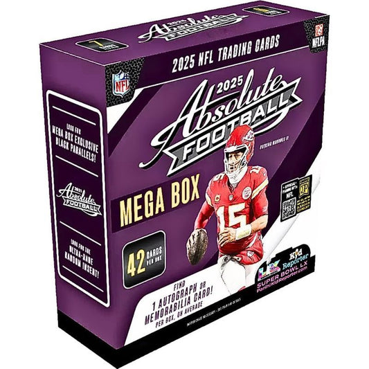 2025 Panini Absolute Football Mega Box 42 Trading Cards 1 Auto or Memorabilia Card Per Box Kaboom Inserts Black Parallels 6 Toploaders Magnetic Holder StreetCards Magnet NFL Collector Box