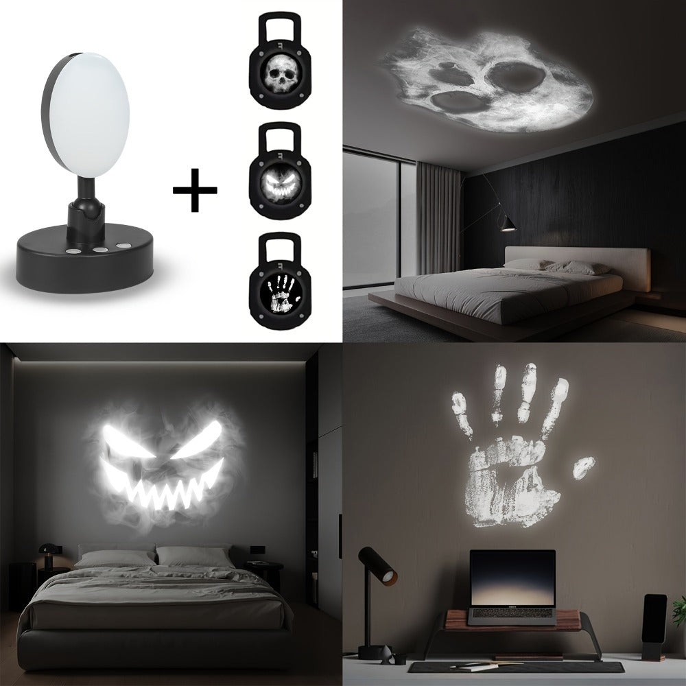Smoke Face Projection Lamp Color-Changing LED Night Light – 360° Rotatable Ambiance Projector, Adjustable Brightness, USB Rechargeable, Multi-Mode Button Control for Bedroom Wall & Ceiling Decor