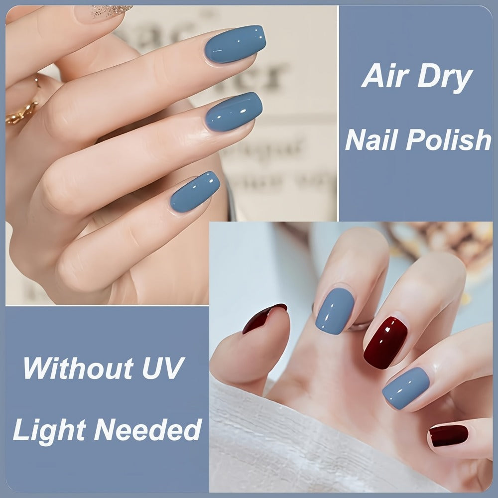 Gel Nail Polish – Grey Blue 0.35oz No Lamp Required Peelable Easy Removal Quick Drying Long-Lasting High Shine DIY Nail Art Salon…