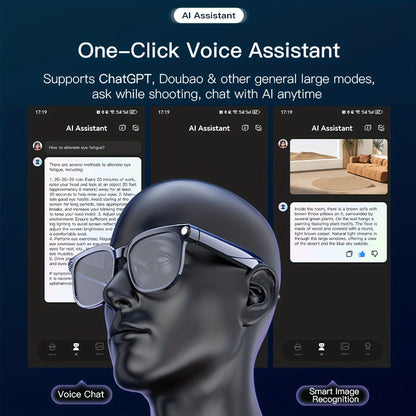 AI Camera Glasses 4K Recording & Real-Time Translation – 163 Languages, 8MP Wide-Angle FPV, 4GB Storage, Wireless Smart Glasses for Travel & Driving