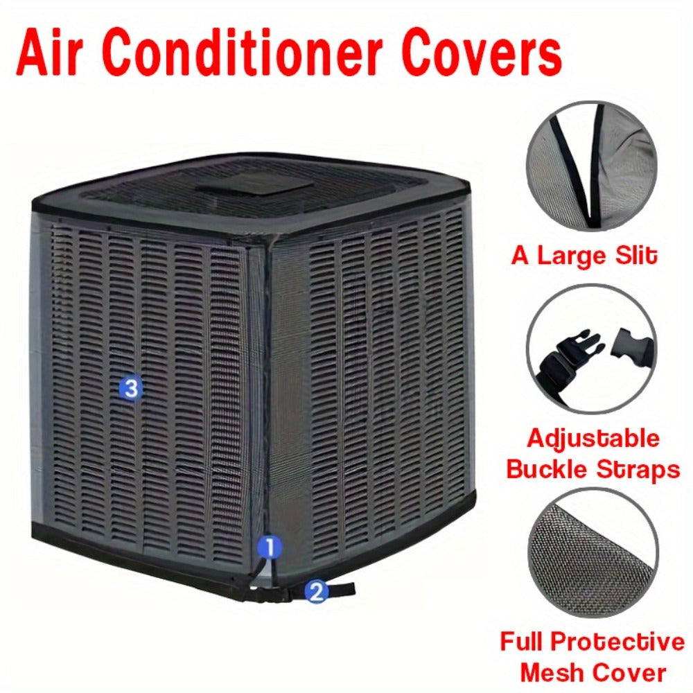 Outdoor Air Conditioner Cover with Mesh Vent and Adjustable Straps in Three Sizes for Central AC Units