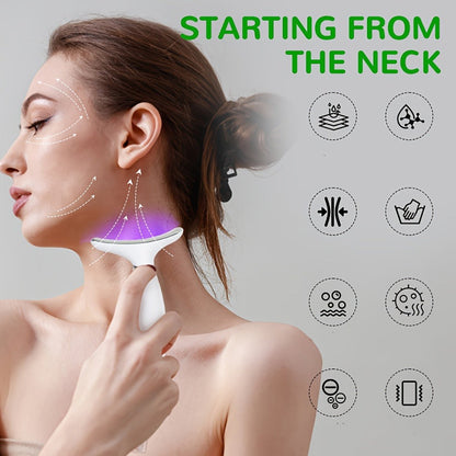 Face Neck Massager Rechargeable Beauty Device - 7 Massage Modes Electric Facial Lifting Tool for Women - Anti-Aging Skin Tightening Neck Firming Massager Gift for Mom