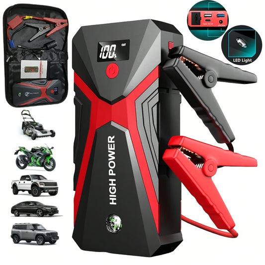 Portable Car Jump Starter with Tire Inflator – 3000A Peak 12V Battery Booster, USB Power Bank, LED Emergency Light, 5-in-1 & 9-in-1 Roadside Emergency Kit for Cars Trucks SUVs