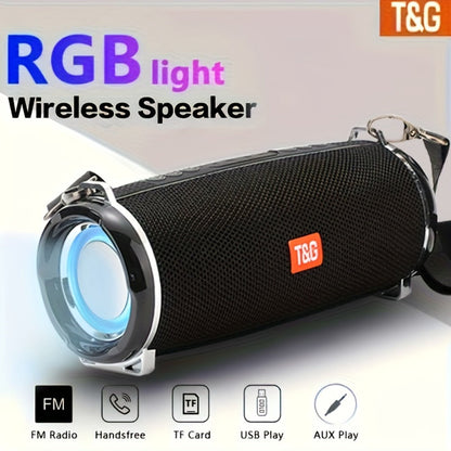 TG192 IPX4 Waterproof Portable Bluetooth Speaker Outdoor 2400mAh Rechargeable Wireless Speaker Color-Changing LED Breathing Light for Camping Picnic Party School Sports Family
